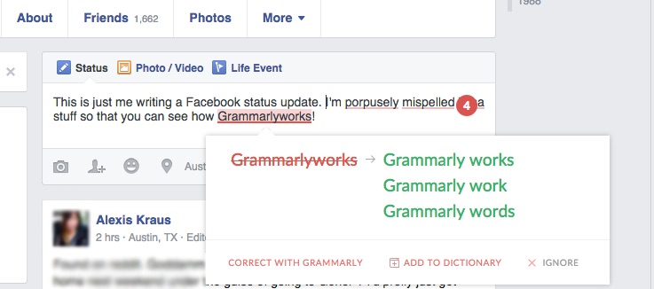 Here's an example of Grammarly's free plugin in action.