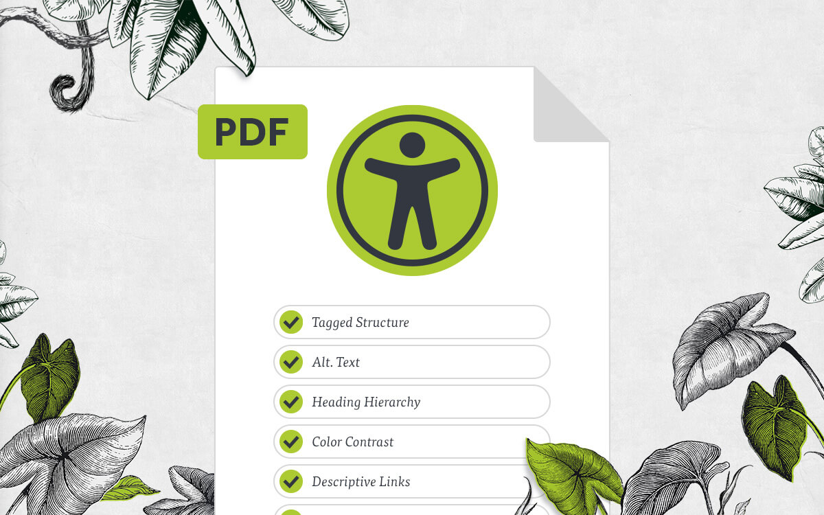 Illustration showing PDF accessibility as a requirement for ADA compliance with checkmark icon